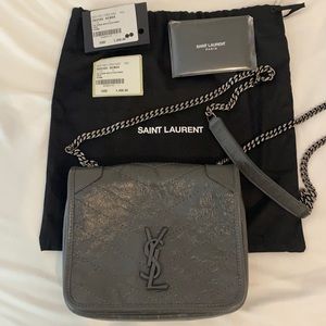 Saint Laurent Niki Chain Wallet - Grey